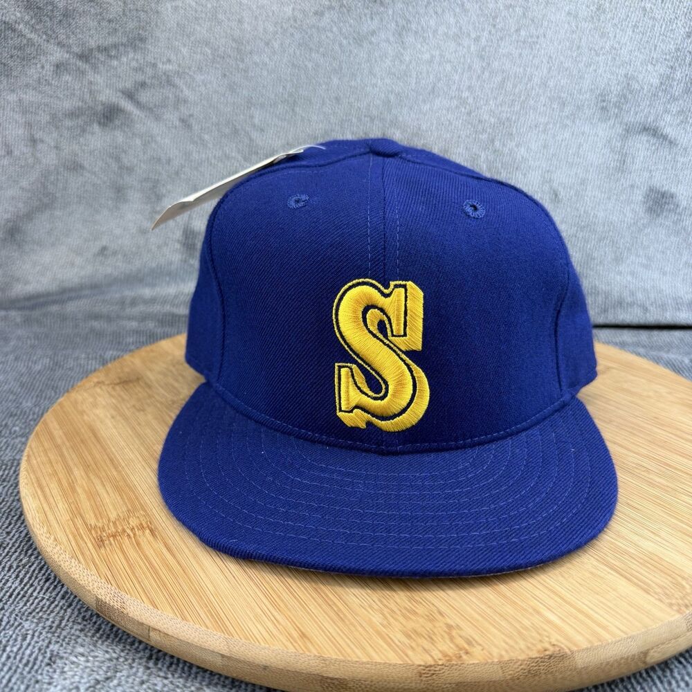Seattle Mariners Vtg Hat Cap Fitted Mens 7 Blue MLB Baseball New Era USA 90s